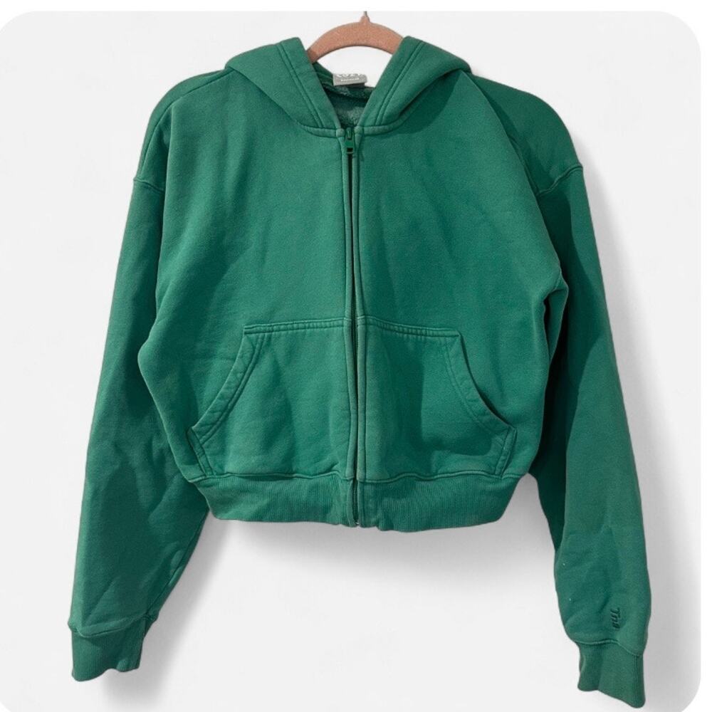 Aritzia TNA Cozy Fleece Green Boyfriend Zip Hoodie Oversized Small - Picture 4 of 9